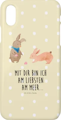 Produktbild von Mr. & Mrs. Panda Iphone 10 Handyhülle Hasen Muschel - Gelb Pastell - Geschenk, Meer, Hülle, Cover, Handy, Best Friends, Strand, BFF, Muttertag, X