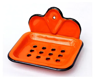 Produktbild von Seifenhalter in Orange, emaillierte Seifenschale 13 cm
