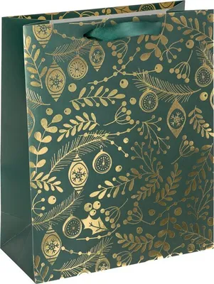 Produktbild von Sigel 5 Geschenktaschen Golden ornaments on green Motiv 26.0 x 32.0 cm