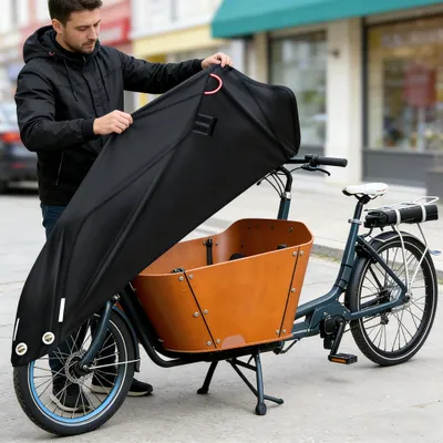 Immagine prodotto di Garage per biciclette, dimensioni 270x75x100 cm, realizzata in tessuto Oxford 420D, impermeabile, con protezione UV, adatta per biciclette cargo
