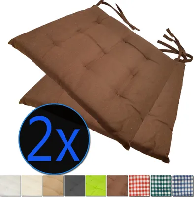 Produktbild von Stuhlkissen Nizza 38x38 cm 2er Pack Sitzkissen mit Steppung, Farbe:Braun