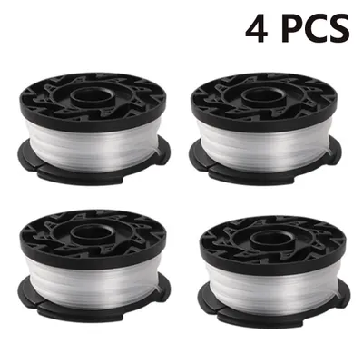 Four spools of trimmer line arranged in a grid on a white background.
