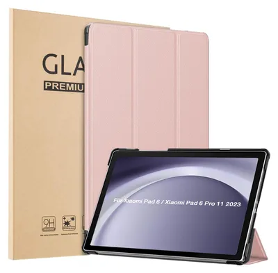 Produktbild von Schutzhülle + 2x 9H Display Glas für Xiaomi Pad 6 / 6 Pro 11.0 Zoll Cover Case Schutz Tablet Farbe: Rosegold