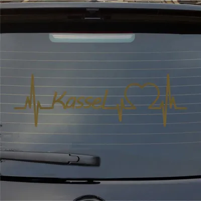 Produktbild von Heckscheibenaufkleber Kassel Herzschlag Puls Stadt Liebe 55x17 cm Gold Auto Aufkleber Sticker