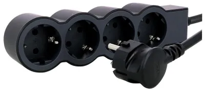 Produktbild von Legrand Flache Steckdosenleiste 4x Steckdose, 3 Meter Kabel Schwarz 694562