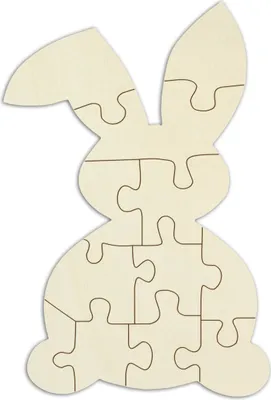 Produktbild von Personalisierbares Blanko-Holzpuzzle „Hase“, zum bemalen und verzieren – 12 Teile, ca. 58 x 39 cm,  leeres Puzzle aus Schichtholz, inkl. Puzzlevorlage