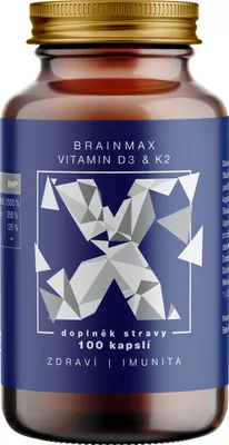 Obrázek produktu pro BrainMax Vitamin D3 & K2, 5000 IU / K2 jako MK7 150 mcg, 100 kapslí