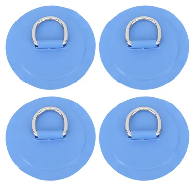 Obrázek produktu pro 4 kusy modrých PVC nášivek s D-kroužkem, kulatý tvar, robustní nerezové podložky s D-kroužkem pro lodě, rafty a paddleboardy