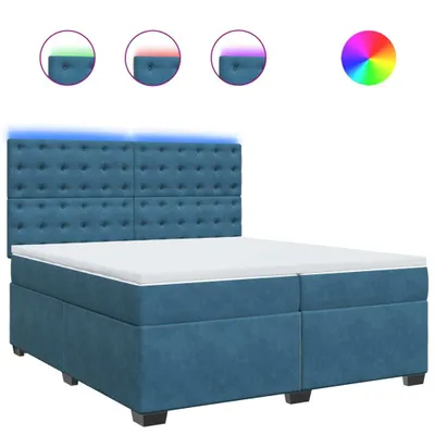 Produktbild von Boxspringbett mit Matratze Blau 200x200 cm Samt
