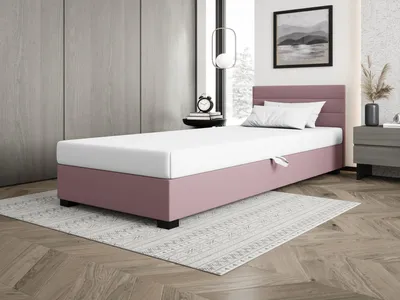 Obrázok produktu pre Čalúnená posteľ 110x195 KASANDRA 1 s úložným priestorom - ružová / biela