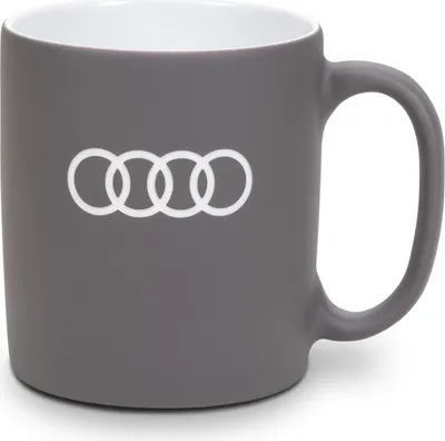 Produktbild von Original Audi Tasse grau, Porzellantasse Cafe Becher Audi Ringe