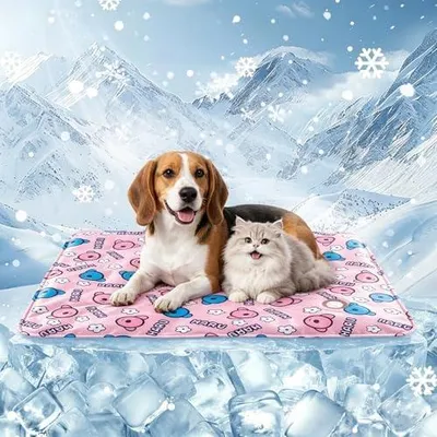 Produktbild von Selbstkühlende Matte für Hunde, ungiftige Gelmatte, Kühlkissen für Hunde und Katzen, Sommerkühlmatratze, 60 x 50 cm, Rosa, Größe M