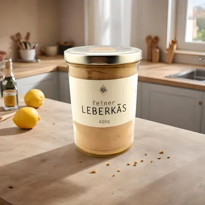 Produktbild von Feiner Leberkäse im Glas – Metzgerei Guber – ofenfertig & deftig