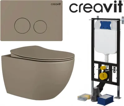Zdjęcie produktu dla Creavit | Zestaw toaletowy 4w1 - Cappuccino Ultra Matt - Regulowany 180-230 mm - Bezrantowy - 300 Kg