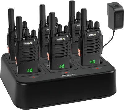 Obrázok produktu pre Vysielačka Retevis H777H, vysielačky PMR so šesťcestnou nabíjačkou, rádiové systémy so skrytým displejom LED, VOX, vysielačky pre dospelých