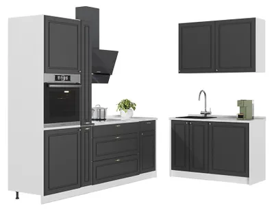 Produktbild von Küchenzeile Vicco Fame-Line Anthrazit-Gold Landhaus/Weiß 220 x 120 cm, AP Eiche, Model 65004
