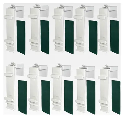 Produktbild von 10 Stück Klemmhalter für Doppelrollo – Ersatzteile für Klemmträger ohne Bohren, selbstklebend und stabil, zur Befestigung an PVC-Fenstern und Türen