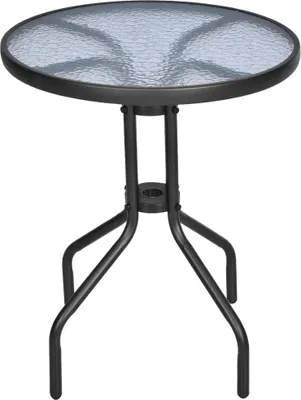 Produktbild von Gartentisch rund Balkontisch Ø60xH70cm aus Metall mit Sicherheitsglas, ideal für Garten & Balkon