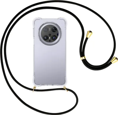 Produktbild von Handykette Backcover-Schutzhülle mit Band (Metall goldfarben) für Huawei Mate 70 Pro - schwarz
