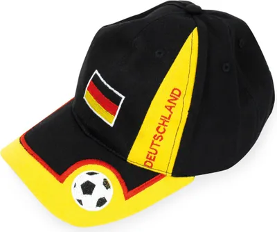 Produktbild von Deutschland Basecap Kappe Größe Einstellbar WM EM Fußball Schwarz Rot Gold Party