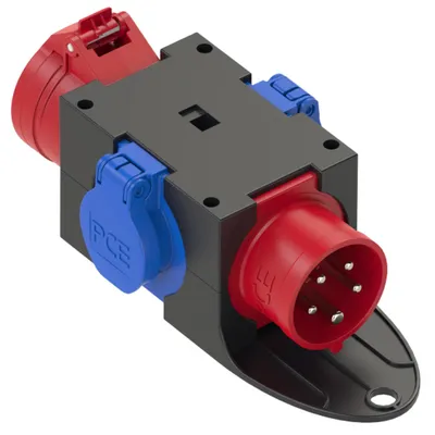 Produktbild von Elso Mobiler CEE-Stromverteiler, 16A, 5-polig, 400V, 2 Schutzkontaktsteckdosen, IP44, 1 Stk.