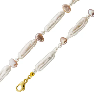 Produktbild von Perlenkette 48cm japanische Biwaperlen Gold 585 14 Karat 48