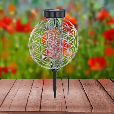 Produktbild von Solarleuchte Garten Scheibe 20cm Solarlampe Außen Leuchte Solar mit Pflegetuch