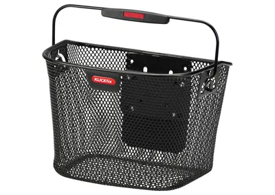 Immagine prodotto di Cestino anteriore Klickfix mini, adatto anche a biciclette per bambini, a maglie strette, in filo d'acciaio, nero, sfuso