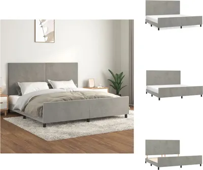 Produktbild von vidaXL Bettgestell mit Kopfteil Hellgrau 200x200 cm Samt -  Betten & Bettgestelle