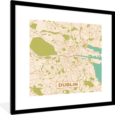 Produktbild von MuchoWow® Gerahmtes Poster Dublin - Stadtplan - Vintage - Karte 40x40 cm - Poster mit Schwarzem Bilderrahmen Wandposter Rahmen Foto Bilder - Poster - Plakat im Rahmen