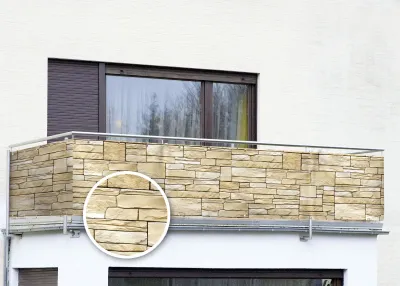 Produktbild von Wenko 795028900 Sichtschutz Mauer, für Balkon und Terrasse ; Maße (LxHxB): 500 cm x 85 cm ; Farbe: Folie: Mehrfarbig, Kabelbinder: Schwarz