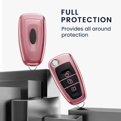 Produktbild von kwmobile Autoschlüssel Hülle kompatibel mit Ford 3-Tasten Klapp Autoschlüssel - Schlüsselhülle Silikon Cover - Hochglanz Rosegold