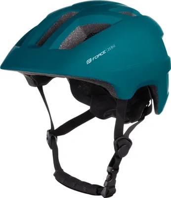 Produktbild von Force Kinderhelm Zebu mit Blinklicht Blaugrün Größe L-XL