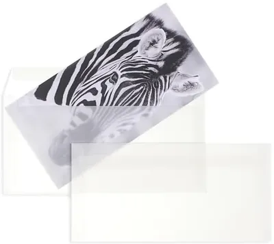 Zdjęcie produktu dla Koperty DIN C6/5, 110 g/m², samoprzylepne, opakowanie 100 sztuk, przezroczyste z białym wykończeniem