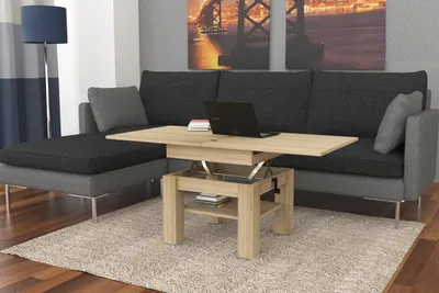 Produktbild von Design Couchtisch Tisch Cleo stufenlos höhenverstellbar 57 - 69cm aufklappbar 75 / 150cm Esstisch