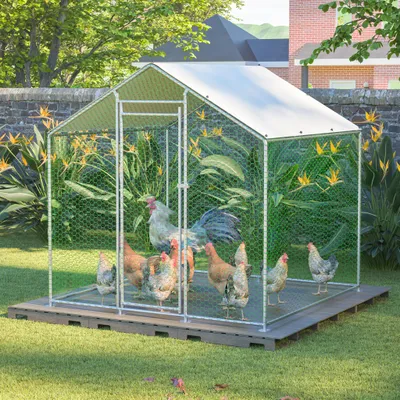 Productafbeelding van Kippenren met dak 2x2x2m - Waterdicht - Veiligheidsslot - Voor kippen en konijnen