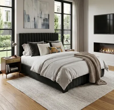 Produktbild von Boxspringbett MONACO 140 cm x 200 cm AMOR VELVET 22 Schwarz Bett mit zwei Bettkästen und H3 Matratze,Komplett-Set mit Matratze und Topper