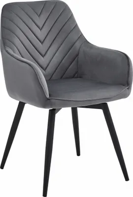 Image de Chaise de salle à manger pivotante Chaise tournante Chaise de salle à manger de maquillage Chaise en velours rembourrée pouvant supporter jusqu'à 110 kg, pivotant à 360°, gris foncé