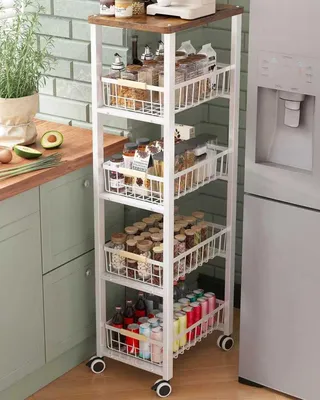 Obrázok produktu pre Kuchynský vozík 5 políc, kov, do kuchyne, čierna