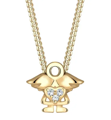 Produktbild von Elli Halskette Kinder Engel mit Kristalle in 925 Sterling Silber vergoldet