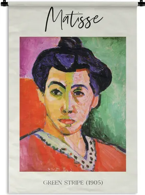 Produktbild von MuchoWow® Wandteppich Wandbehang Grüner Streifen (1905) - Matisse - Kunst 90x135 cm Tapisserie Dekoration Wandtuch - Baumwolle - Wandskulptur