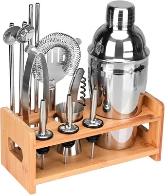 Produktbild von Cocktail-Set – Litschi12-teiliges Cocktail-Set, Barman-Set, Cocktail-Set mit Holzständer
