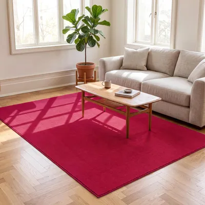 Produktbild von Waschbarer Kurzflor Teppich, rutschfest & weich, Einfarbig für Wohnzimmer, Schlafzimmer, Küche & Kinderzimmer