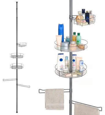 Immagine prodotto di Scaffale da bagno telescopico Bremermann, estensibile fino a max. 290 cm, in metallo grigio