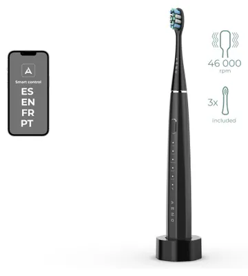 Produktbild von AENO DB2S, Erwachsener, Schallzahnbürste, Tiefenreinigung, Zahnfleischpflege, Massage, Weich, Whitening, 46000 Bewegungen pro Minute, Schwarz, 30 sec