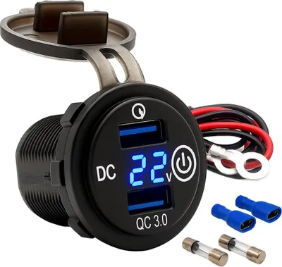 Produktbild von Offgridtec USB-Doppelsteckdose 12V/24V 2x 18W Kfz-Ladeadapter mit Spannungsanzeige und Abdeckung