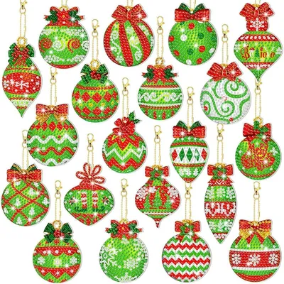 Image de Porte-clés de Noël en strass, lot de 20, décorations pour enfants, cadeau
