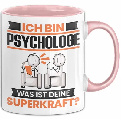Produktbild von Psychologe Tasse Geschenk für Psychologe Geburtstag Lustiger Spruch Kaffee-Becher Was Ist Deine Superkraft (Rosa)