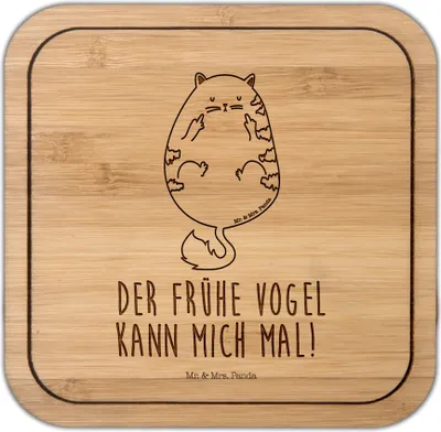 Produktbild von Mr. & Mrs. Panda kork untersetzer Katze Frühaufsteher - Transparent - Geschenk, Kaffee, Coaster, Katzen, Katzenmotive, Tiger, Miau, Tischuntersetzer, Genervt, Verschlafen