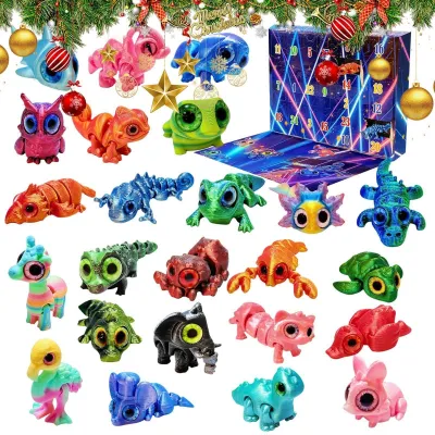 Produktbild von 3D-gedruckter Tier-Adventskalender – 24 bewegliche Figuren